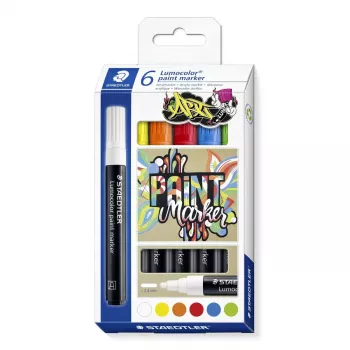 Dažų markeris Staedtler Lumocolor 349, 6 vnt.
