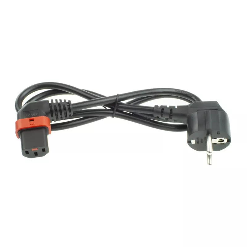 ACT Powercord CEE 7/7 kištukas (kampu) - C13 IEC Lock (dešinysis kampas) juodas 2 m, EL450S