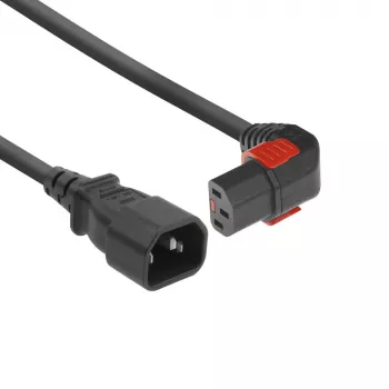 ACT maitinimo laidas C14 - C13 IEC Lock (žemyn kampu) juodas 2 m, PC2048