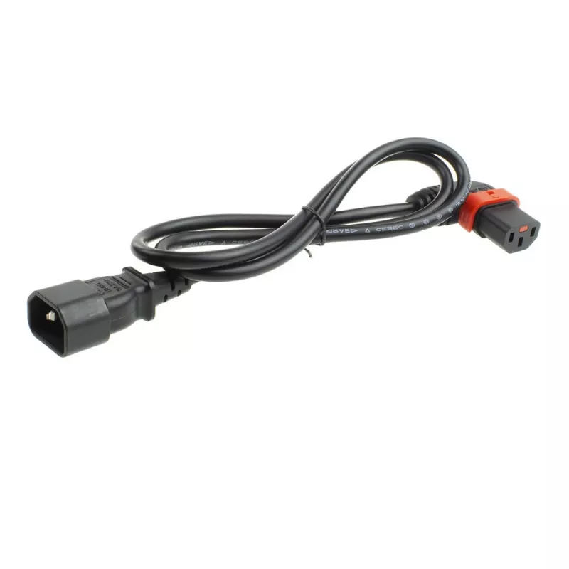 ACT maitinimo laidas C14 - C13 IEC Lock (kairysis kampinis) juodas 1 m, PC2042