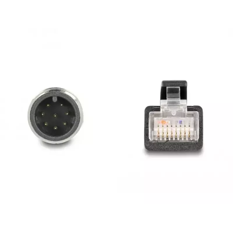 Tinklo kabelis DeLOCK M12 adapterio kabelis A-koduotas 8 kontaktų vyriškas prie RJ45 vyriško 50 cm
