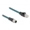 Tinklo kabelis DeLOCK M12 adapterio kabelis A-koduotas 8 kontaktų vyriškas prie RJ45 vyriško 50 cm