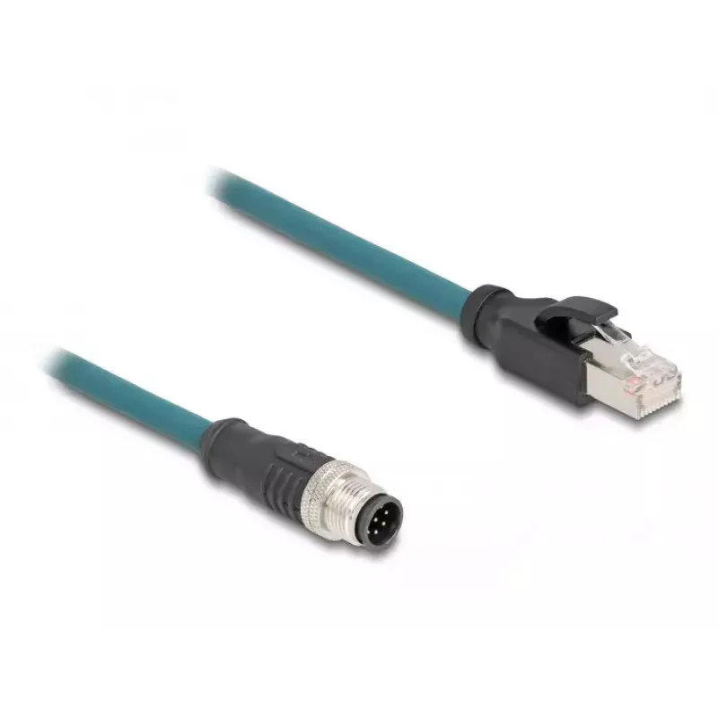 Tinklo kabelis DeLOCK M12 adapterio kabelis A-koduotas 8 kontaktų vyriškas prie RJ45 vyriško 50 cm