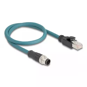 Tinklo kabelis DeLOCK M12 adapterio kabelis A-koduotas 8 kontaktų vyriškas prie RJ45 vyriško 50 cm