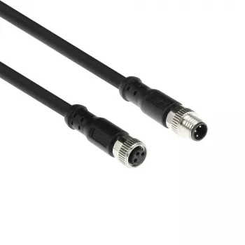 Jutiklio kabelis ACT Industrial 1,5 m M8A 3 kontaktų kištukas į M8A 3 kontaktų lizdą, Ultraflex Xtreme TPE, ekranuotas