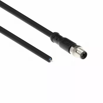 ACT Industrial jutiklio kabelis 3 m M8A 3 kontaktų kištukas į atvirą galą, Ultraflex Xtreme TPE, ekranuotas