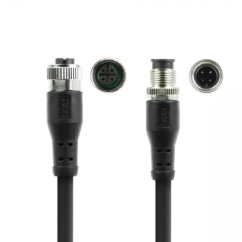 ACT Industrial 3,00 m jutiklio kabelis M12A 4 kontaktų kištukas į M12A 4 kontaktų lizdą, Superflex Xtreme TPE, ekranuotas