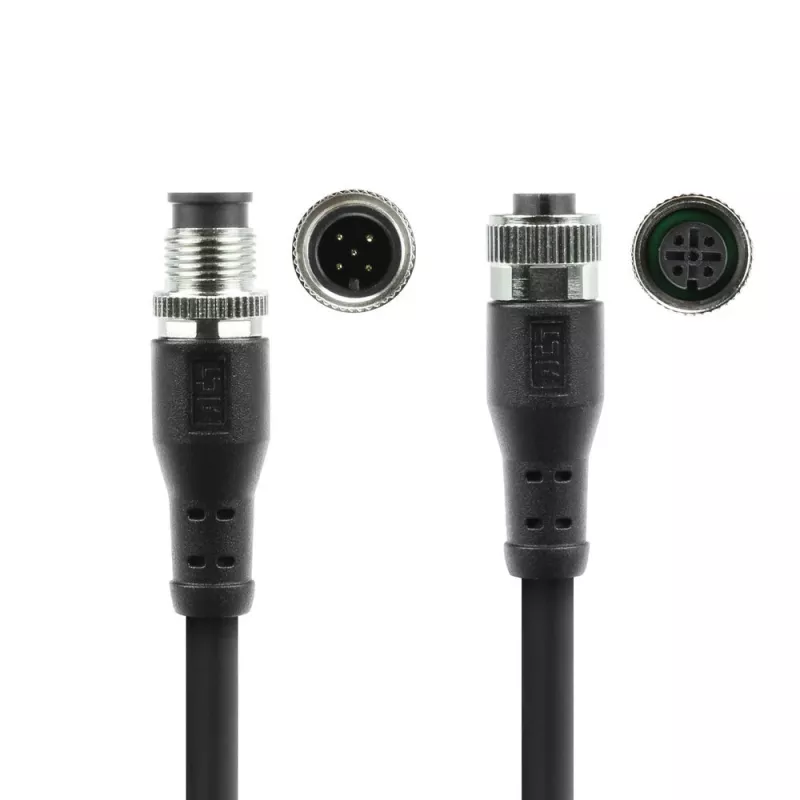 ACT Industrial jutiklio kabelis 5 m M12A 5 kontaktų vyriškas į M12A 5 kontaktų moteriškas, Superflex Xtreme TPE, ekranuotas