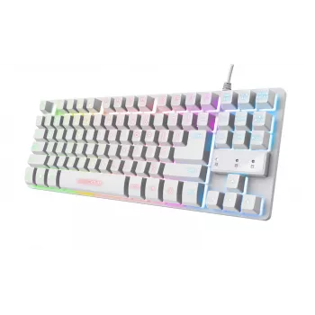 Trust GXT 833W Thado klaviatūra, žaidimų, USB, QWERTZ, vokiška, balta