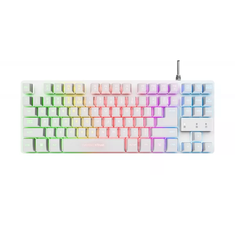 Trust GXT 833W Thado klaviatūra, žaidimų, USB, QWERTZ, vokiška, balta