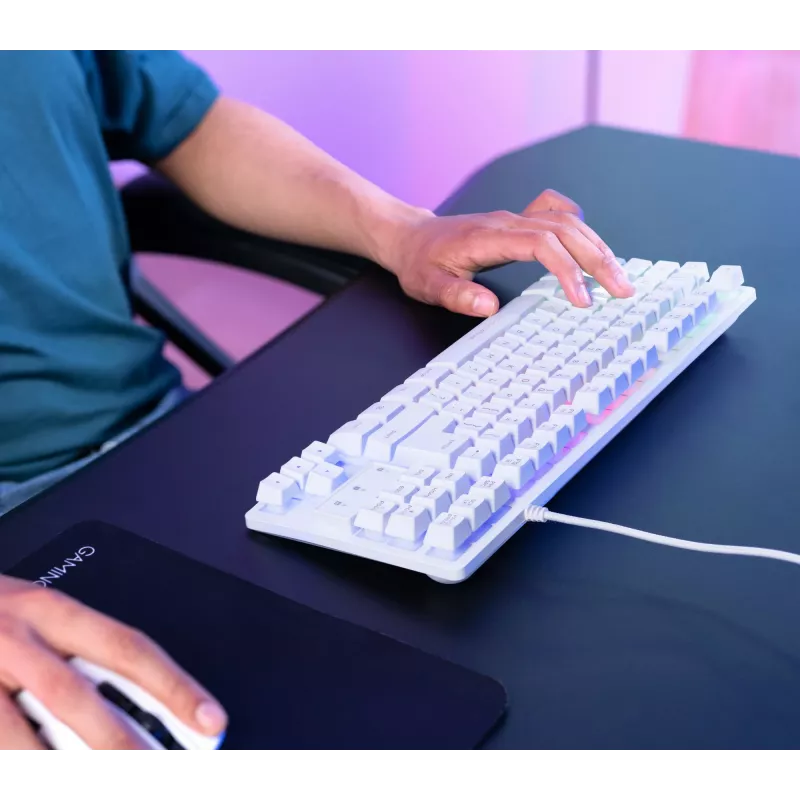 Trust GXT 833W Thado klaviatūra, žaidimų, USB, QWERTZ, vokiška, balta