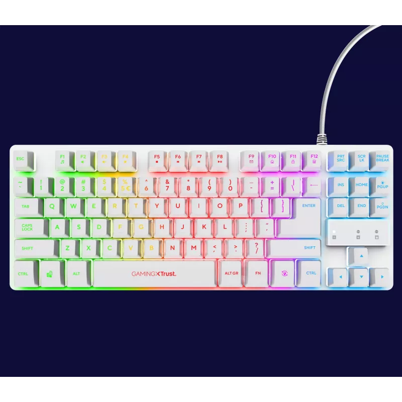 Trust GXT 833W Thado klaviatūra, žaidimų, USB, QWERTZ, vokiška, balta