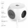 ACT AC2425 ilgintuvas su USB 1.5 m 3 kištukiniai lizdai Baltas