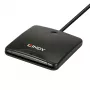 Lindy USB 2.0 išmaniosios kortelės skaitytuvas, USB, juodas, 1,2 m, 480 MB/s