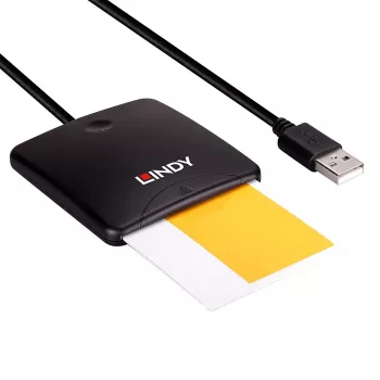 Lindy USB 2.0 išmaniosios kortelės skaitytuvas, USB, juodas, 1,2 m, 480 MB/s