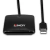 Lindy USB 2.0 išmaniosios kortelės skaitytuvas, USB, juodas, 1,2 m, 480 MB/s