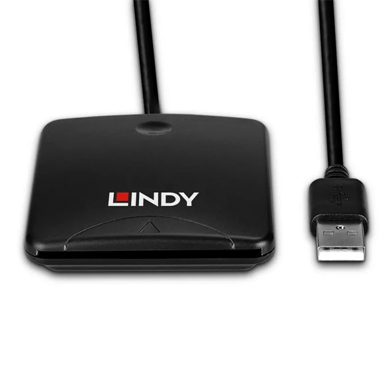 Lindy USB 2.0 išmaniosios kortelės skaitytuvas, USB, juodas, 1,2 m, 480 MB/s