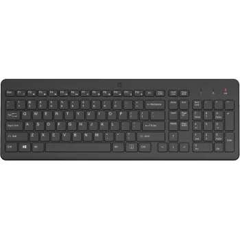 Belaidė pilno dydžio membraninė klaviatūra HP 220 – juoda, RF 2,4 GHz, USB-A imtuvas, QWERTY, skaičių blokas, AAA baterija