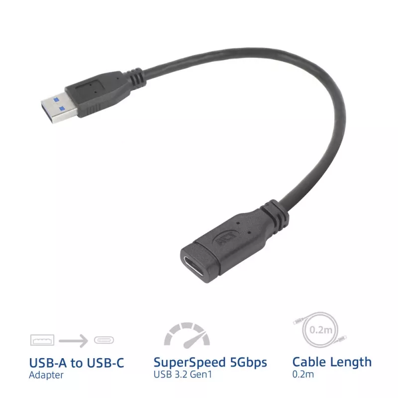USB adapteris ACT AC7460 USB A kištukas į 24 kontaktų USB‑C lizdą, 20 cm, 5 Gbps