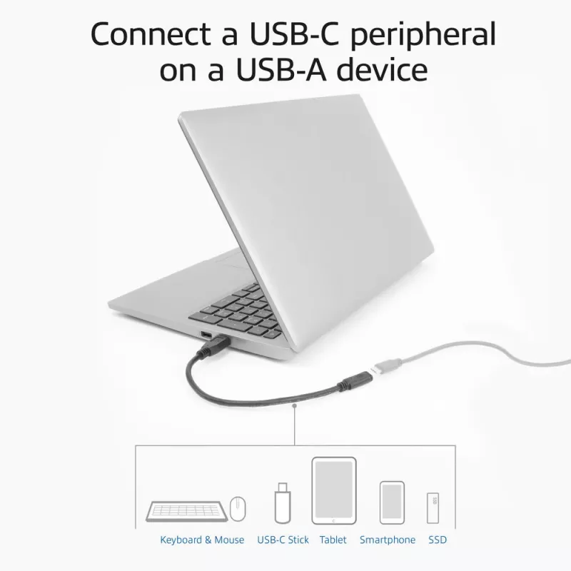 USB adapteris ACT AC7460 USB A kištukas į 24 kontaktų USB‑C lizdą, 20 cm, 5 Gbps