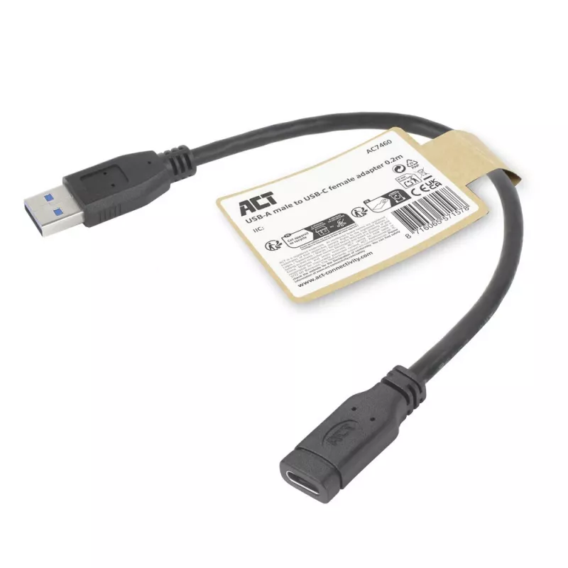 USB adapteris ACT AC7460 USB A kištukas į 24 kontaktų USB‑C lizdą, 20 cm, 5 Gbps