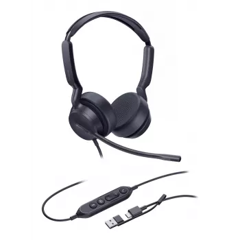 Yealink UH42 Dual Teams USB-C/A ausinės, laidinės, skambučiams/muzikai, 20–20000 Hz, 160 g, juodos