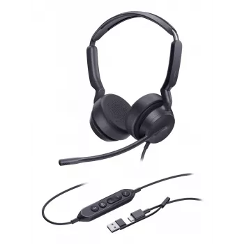Yealink UH42 Dual Teams USB-C/A ausinės, laidinės, skambučiams/muzikai, 20–20000 Hz, 160 g, juodos