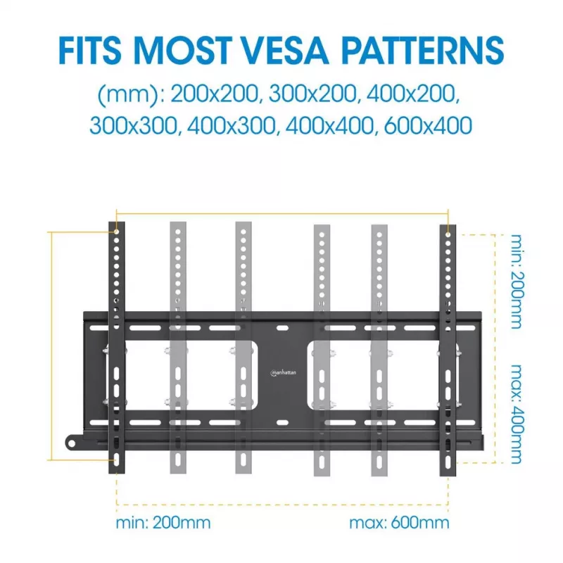 Manhattan lauko TV laikiklis su pakreipimu ir apsauga nuo vagystės, 37–65 colių, VESA 200x200–600x400 mm, maks. 80 kg