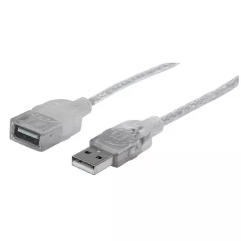 Manhattan USB-A ilginimo kabelis, 1,8 m, vyriškas/moteriškas, 480 Mbps (USB 2.0), sidabrinis