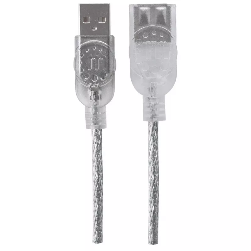 Manhattan USB-A ilginimo kabelis, 1,8 m, vyriškas/moteriškas, 480 Mbps (USB 2.0), sidabrinis