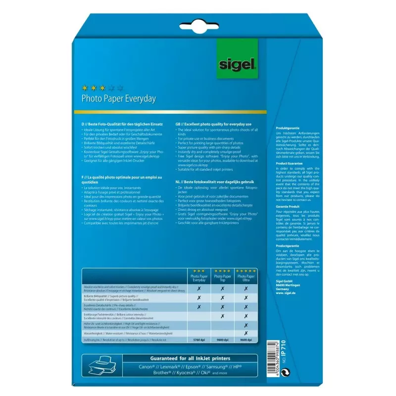 Blizgus nuotraukų popierius Sigel IP710 A4 200 g/m² 20 lapų