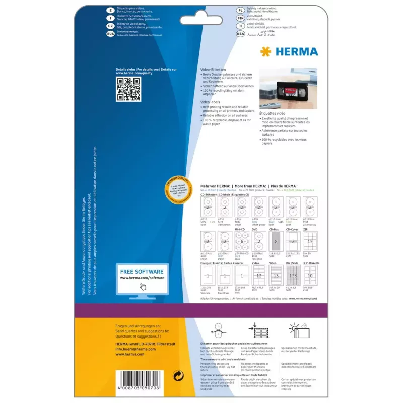 Lipnūs etiketės HERMA Video labels A4 78,7x46,6 mm