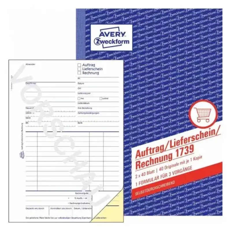 Verslo forma Avery 1739, A5, balta/geltona, 40 lapų