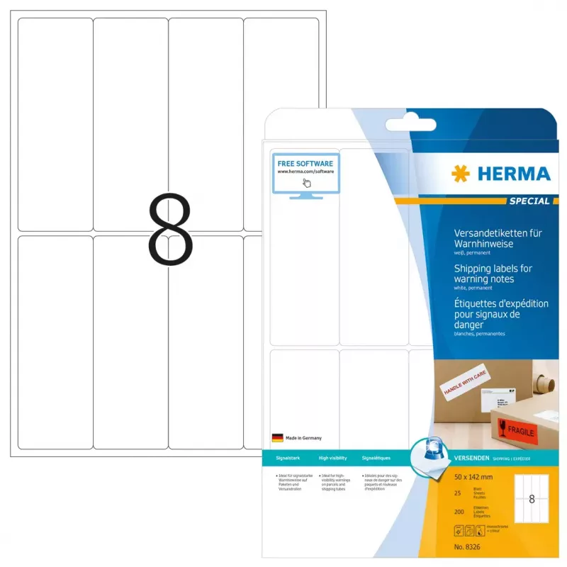 Įspėjamoji etiketė siuntoms HERMA 8326