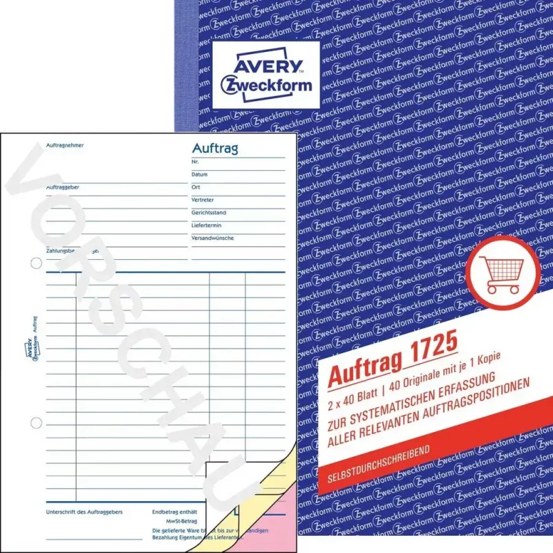 Apskaitos formų knygelė AVERY 1721-5 A5 40 lapų
