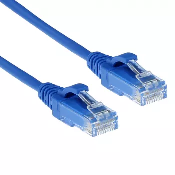 ACT Blue 2 m CAT6 U/UTP plonas laidas duomenų centrui su apsauga nuo užkliuvimo ir RJ45 jungtimis
