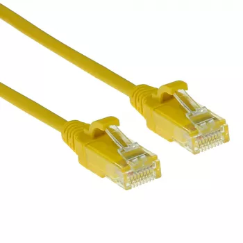 ACT Yellow 1,5 m LSZH U/UTP CAT6 plonas duomenų centro pataisinis kabelis su apsauga nuo užkabinimo ir RJ45 jungtimis