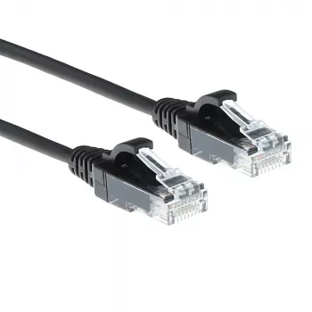 ACT Black 2 m LSZH U/UTP CAT6 plonas lizdinis kabelis su apsauga nuo užkabinimo ir RJ45 jungtimis