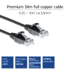 ACT Black 3 metrų LSZH U/UTP CAT6 plonas lizdinis kabelis su apsauga nuo užsikabinimo ir RJ45 jungtimis