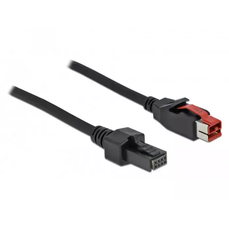 DeLOCK 85953 PoweredUSB kabelis 24V 2x4 kontaktų Mini DIN 4m juodas
