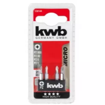 KWB 128140 – 4 vnt. Pozidriv antgalių rinkinys PZ0 ir PZ1, 28 mm