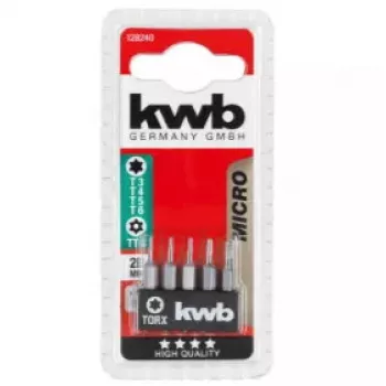 KWB 128240 – 5 vnt. Torx antgalių rinkinys T3 T4 T5 T6 T8, 28 mm