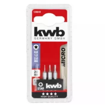 Sraigtasuklio antgalių rinkinys KWB 128840 – 3 vnt., Torx (Žvaigždės) antgaliai, 28 mm ilgio