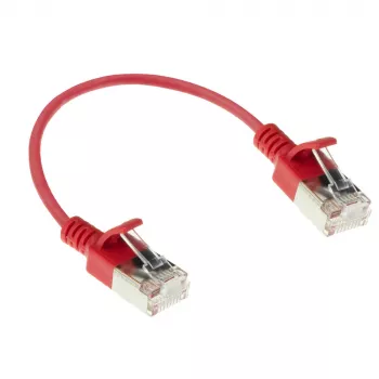 ACT Red 0,15 m LSZH U/FTP CAT6A plonas jungiamasis kabelis su apsaugotais RJ45 kištukais