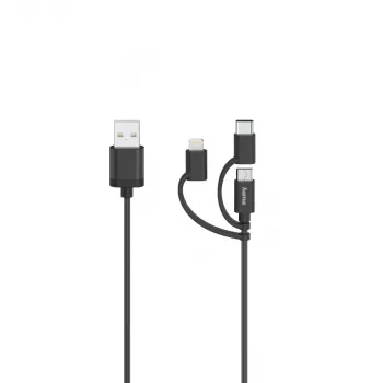 Hama 00200617 USB kabelis USB 2.0 0,75 m USB A / USB C / Micro USB A / Lightning juodas