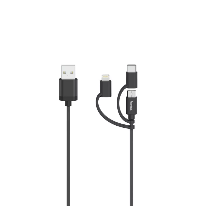 Hama 00200617 USB kabelis USB 2.0 0,75 m USB A / USB C / Micro USB A / Lightning juodas