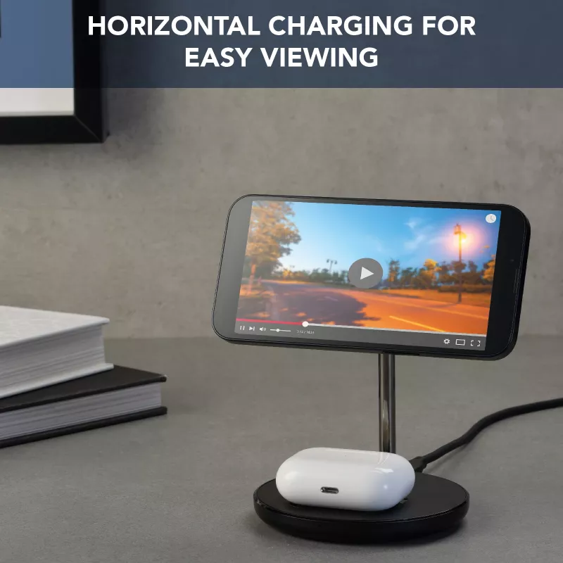Cellularline Mag Duo belaidis įkroviklis 2-in-1 magnetinis laikiklis Apple įrenginiams