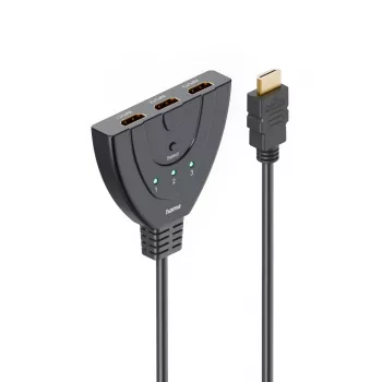 Hama 00205101 HDMI laidas 0,55 m, HDMI A tipas (standartinis) – 3x HDMI A tipas (standartinis), juodas