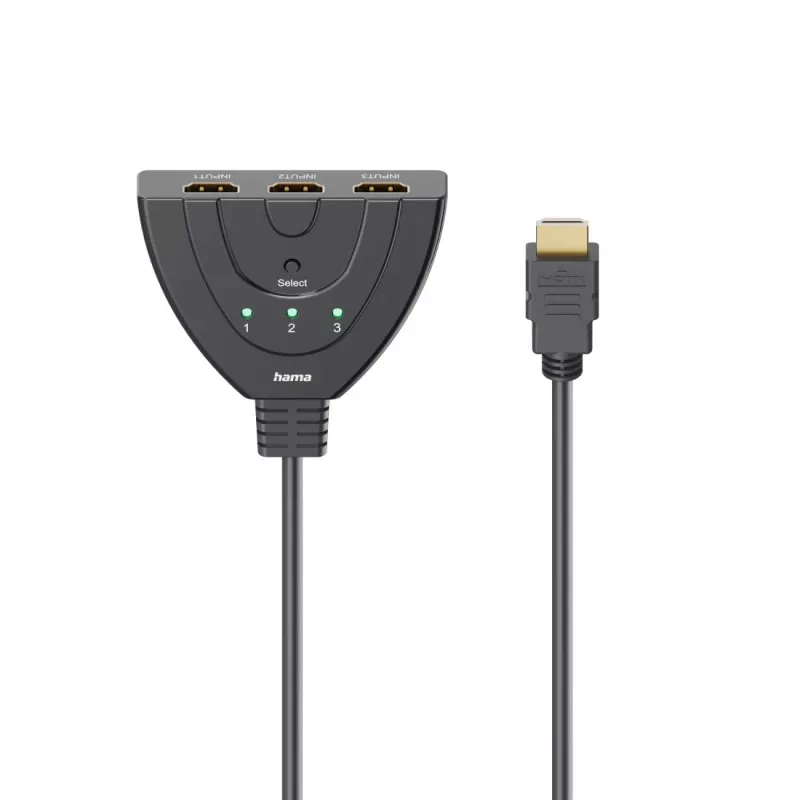 Hama 00205101 HDMI laidas 0,55 m, HDMI A tipas (standartinis) – 3x HDMI A tipas (standartinis), juodas