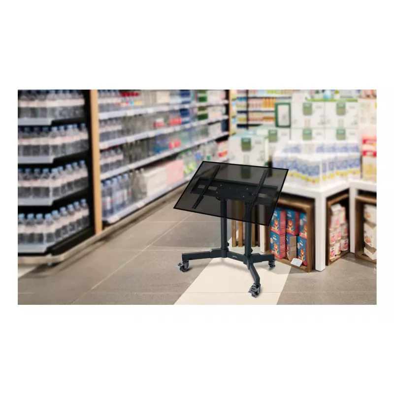 Manhattan žemo profilio mobilus stovas televizoriui ir monitoriui, 37–65 col., VESA 200x200–600x400 mm, 40 kg, 45° pakreipimas